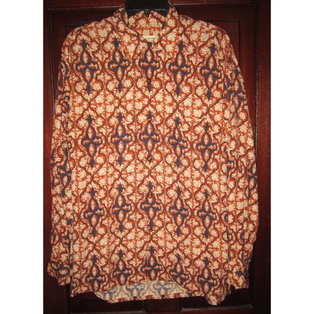 Equipment M Button Down Shirt Blouse Tunic Top Asian Floral Print Oversized Long
